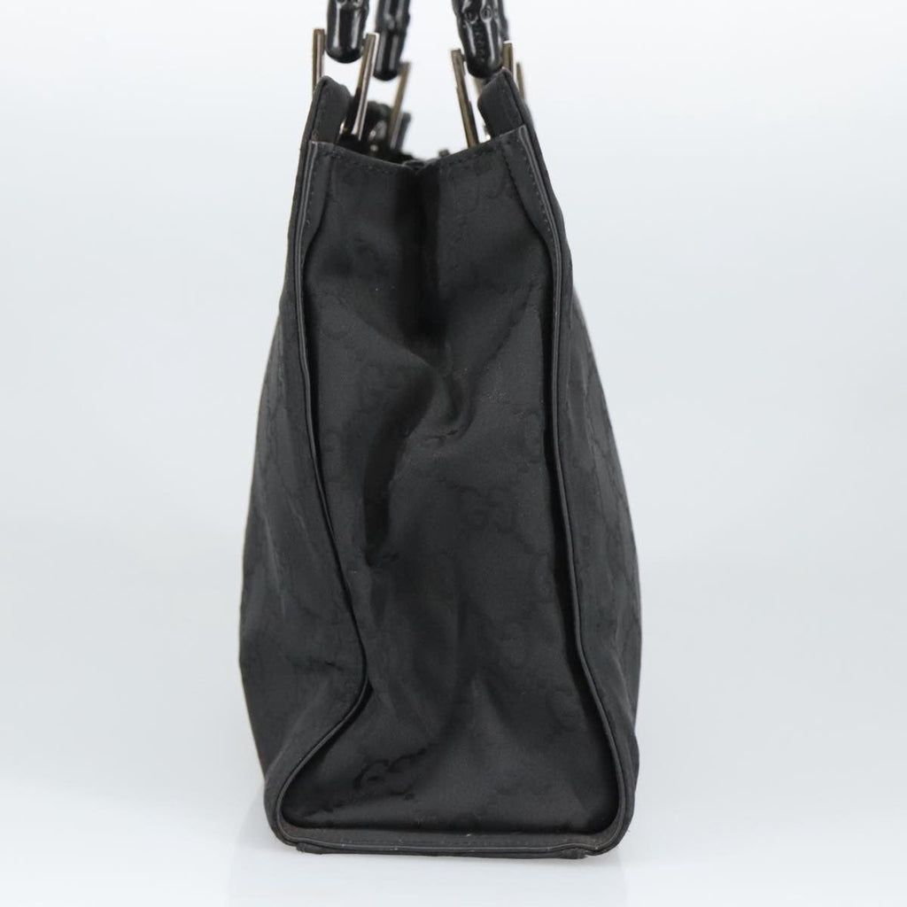 Gucci Vintage Bamboo Handle Tote Gg Nylon Black Nylon Tote Bag Bag (Pre-Owned)