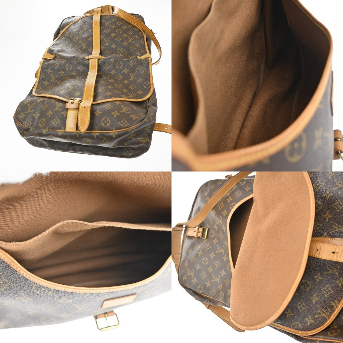Louis Vuitton Saumur Handbag Monogram Canvas Brown Canvas Shoulder Bag