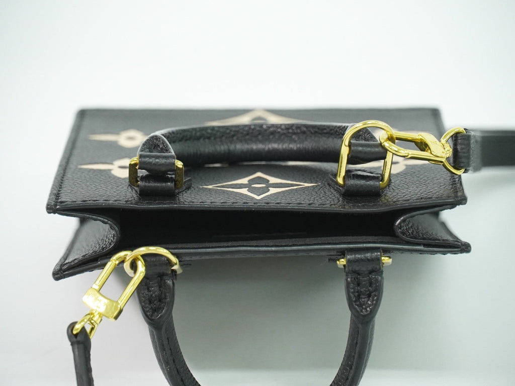 Louis Vuitton Petit Sac Plat Bag Bicolor Monogram Empreinte Giant Black Leather Tote Bag