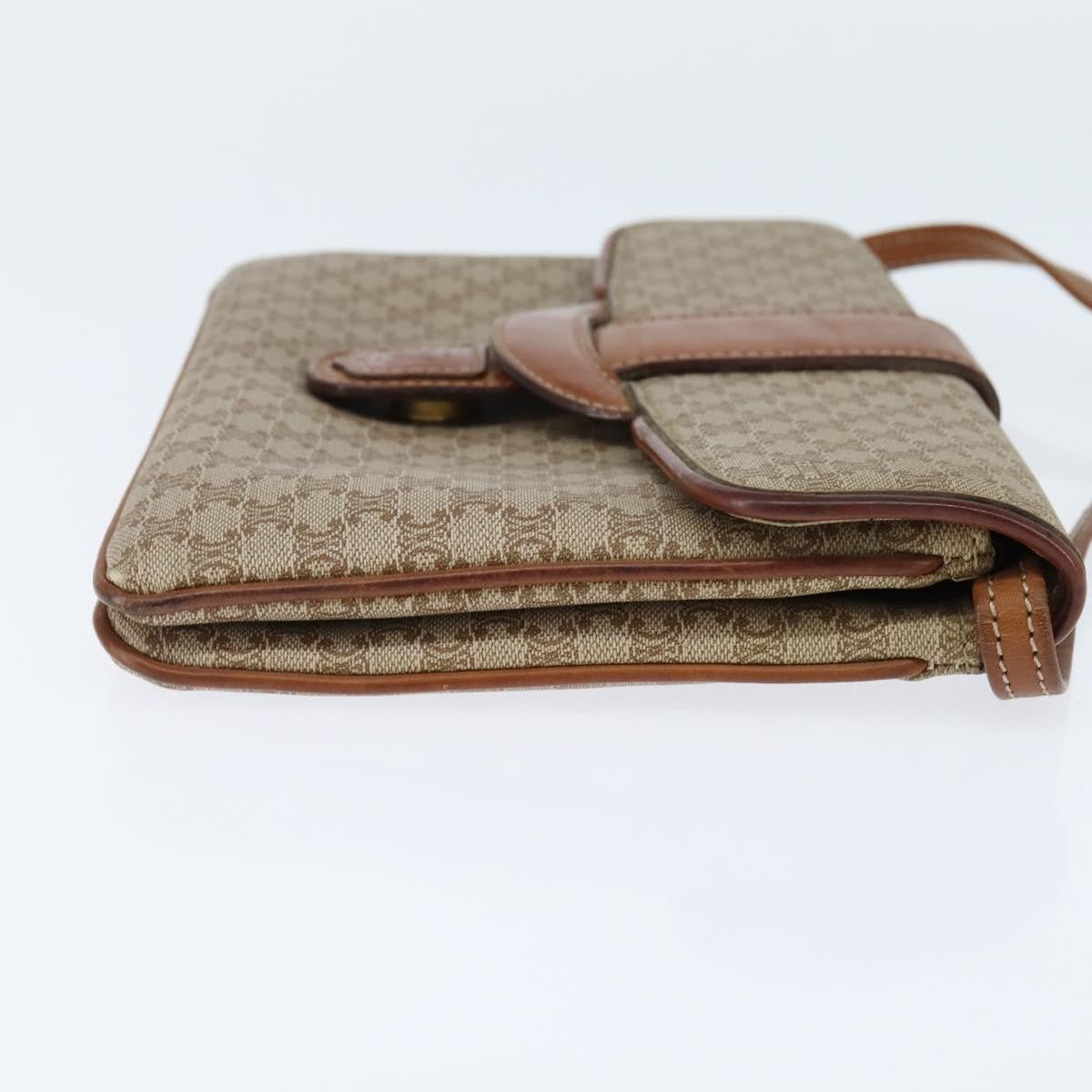 Celine Vintage Macadam Shoulder Bag Canvas And Leather Beige Canvas Shoulder Bag Bag