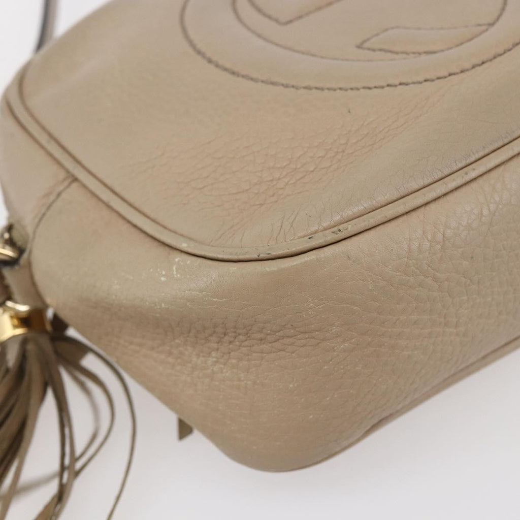 Gucci Soho Disco Crossbody Bag Leather Beige Leather Shoulder Bag Bag (Pre-Owned)