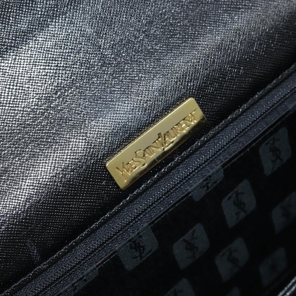 Saint Laurent Vintage Handbag Leather Black Leather Handbag (Pre-Owned)