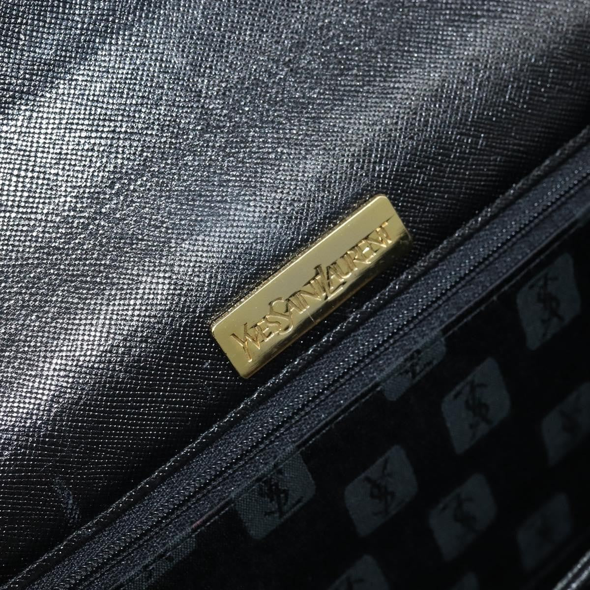 Saint Laurent Vintage Handbag Leather Black Leather Handbag (Pre-Owned)