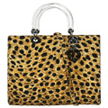 Christian Dior Vintage Lady Dior Bag Printed Canvas Yellow Canvas Handbag (Pre-Owned)
