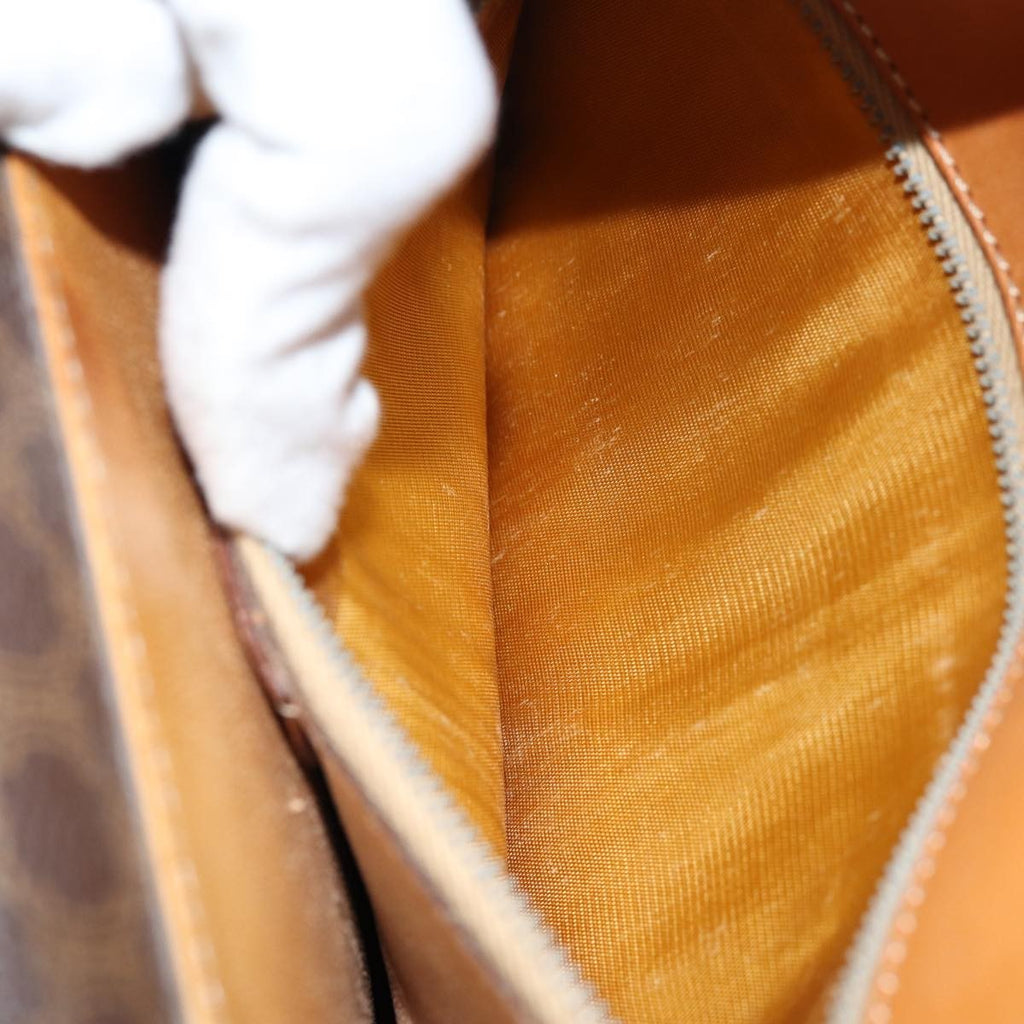 Celine Macadam Handbag Macadam With Leather Brown Canvas Handbag