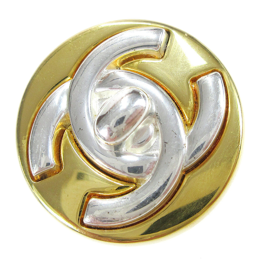 Chanel Round Cc Turnlock Clip-On Earrings Metal Gold Gold_Plated Earrings Jewelry