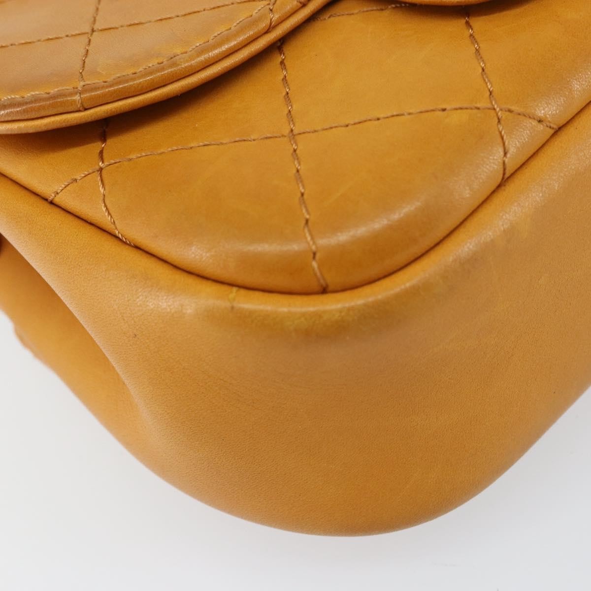 Chanel Chain Flap Bag Quilted Leather Orange Leather Shoulder Bag Bag