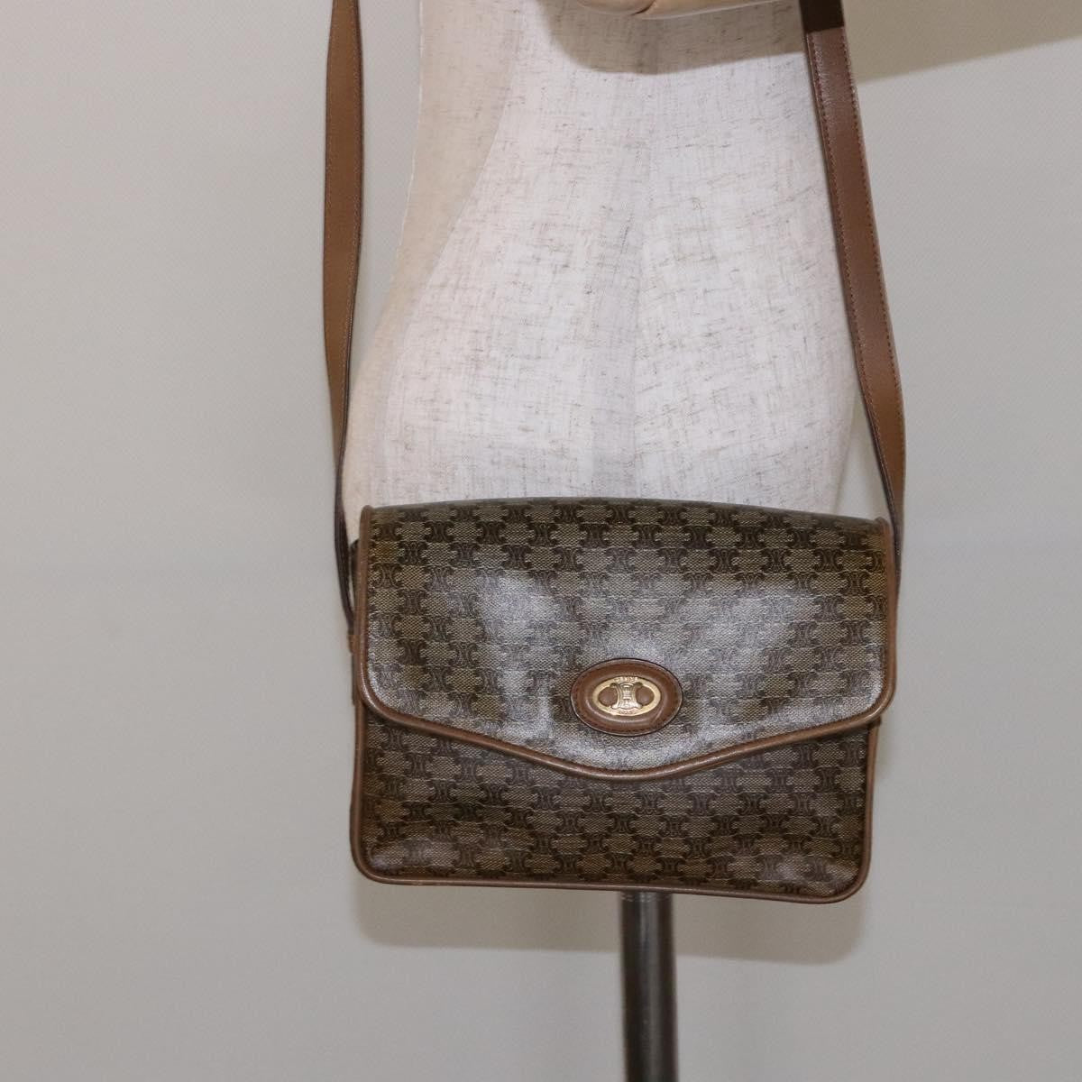 Celine Macadam Shoulder Bag Pvc Leather Beige Pvc Bag