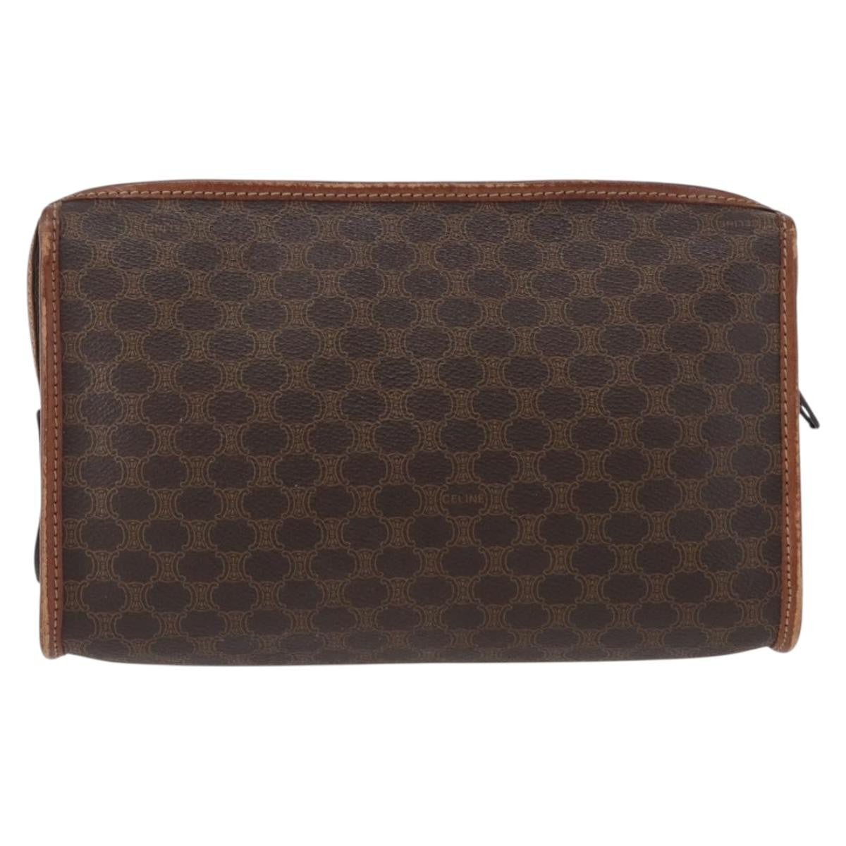 Celine Macadam Pochette Canvas And Leather Brown Canvas Clutche & Pouche Bag