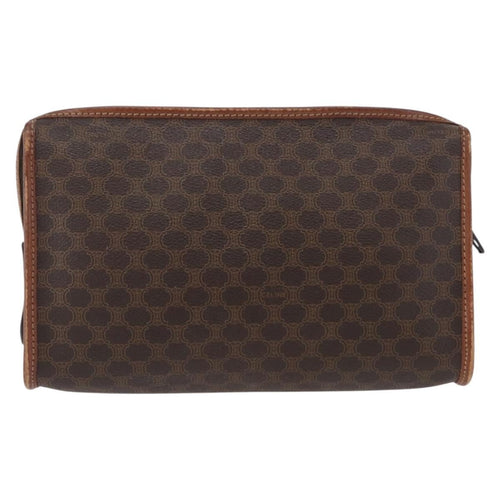 Celine Macadam Pochette Canvas And Leather Brown Canvas Clutche & Pouche Bag