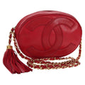 Chanel Vintage Oval Cc Tassel Crossbody Bag Leather Red Leather Shoulder Bag Bag