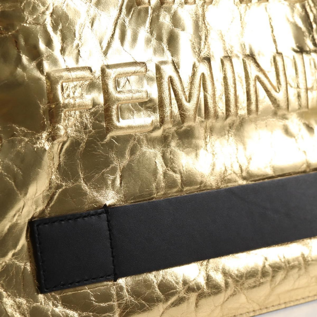 Chanel Feminine Pouch Crinkled Leather Gold Leather Clutche & Pouche Bag