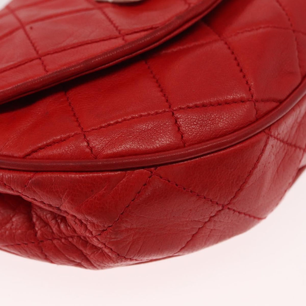 Chanel Camellia Rounded Clutch Satin And Leather Red Leather Shoulder Bag Bag
