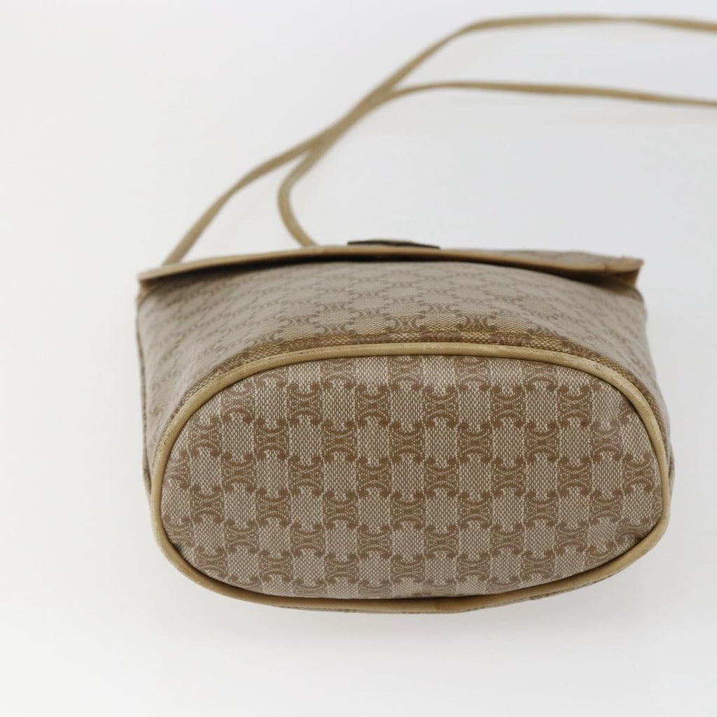 Celine Vintage Macadam Shoulder Bag Canvas Beige Canvas Shoulder Bag Bag