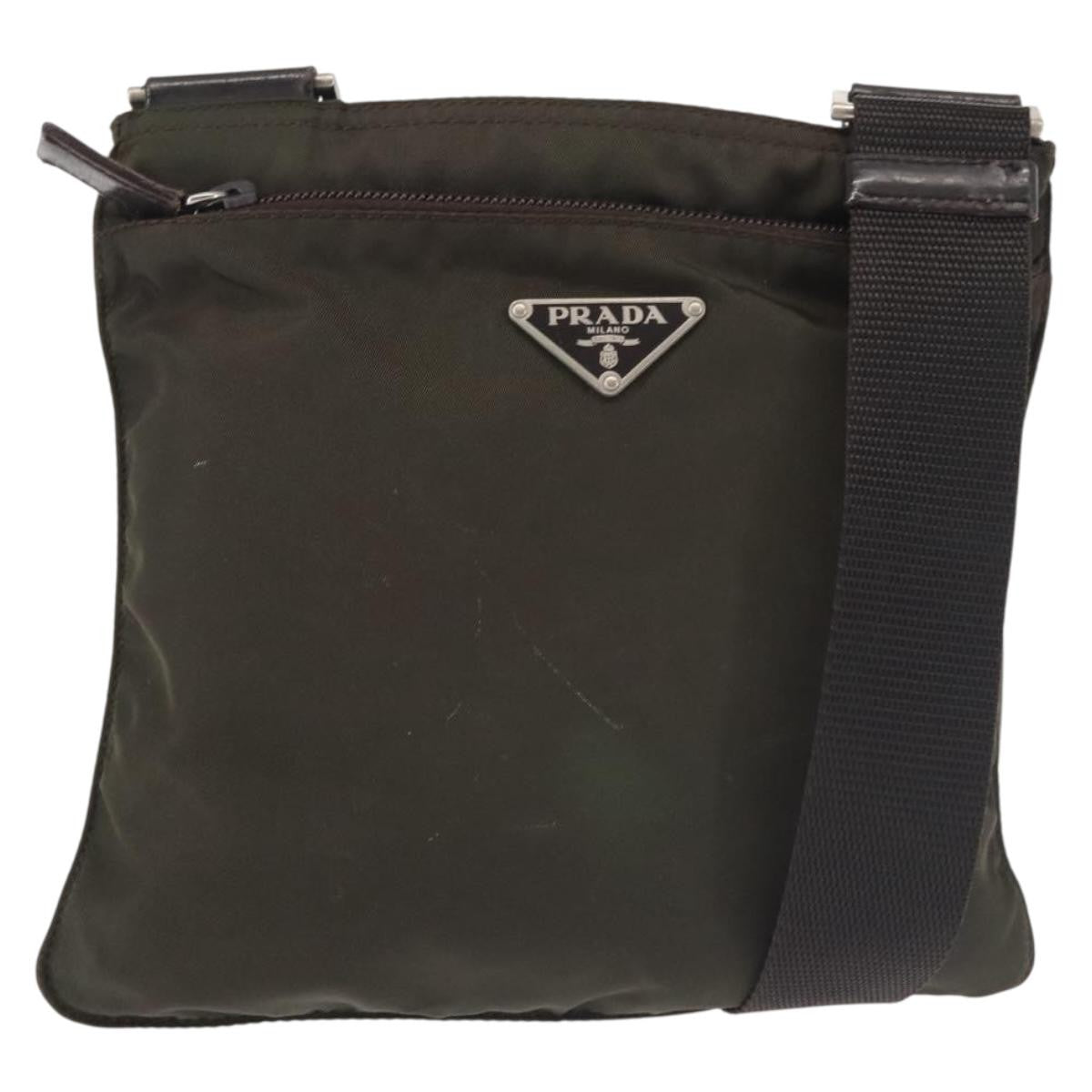 Prada Front Pocket Messenger Bag Tessuto Khaki Nylon Shoulder Bag Bag