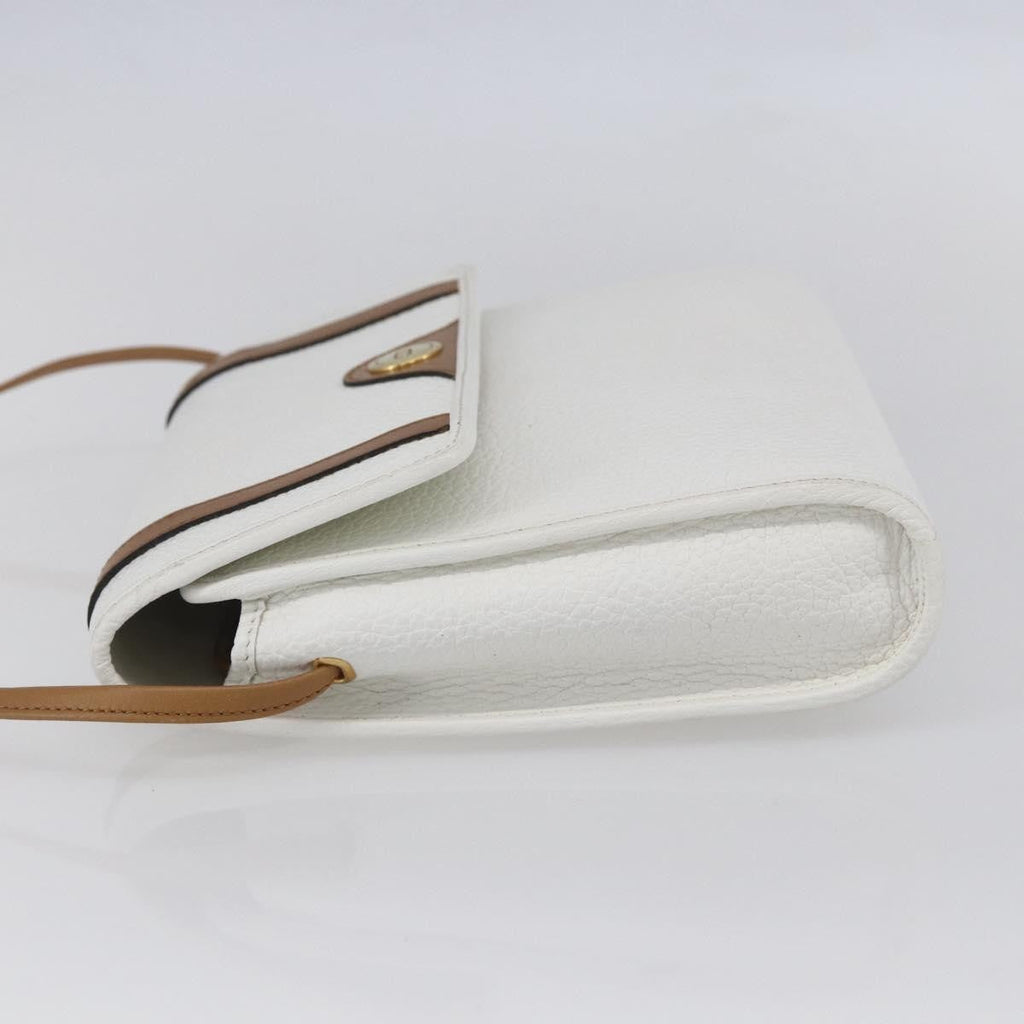 Christian Dior Vintage Cd Logo Shoulder Bag Leather White Leather Shoulder Bag Bag (Pre-Owned)