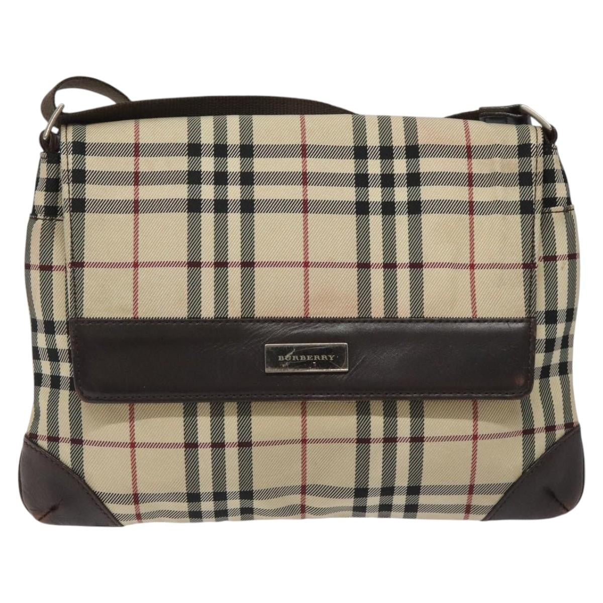 Burberry Nova Check Shoulder Bag Canvas And Leather Beige Canvas Shoulder Bag