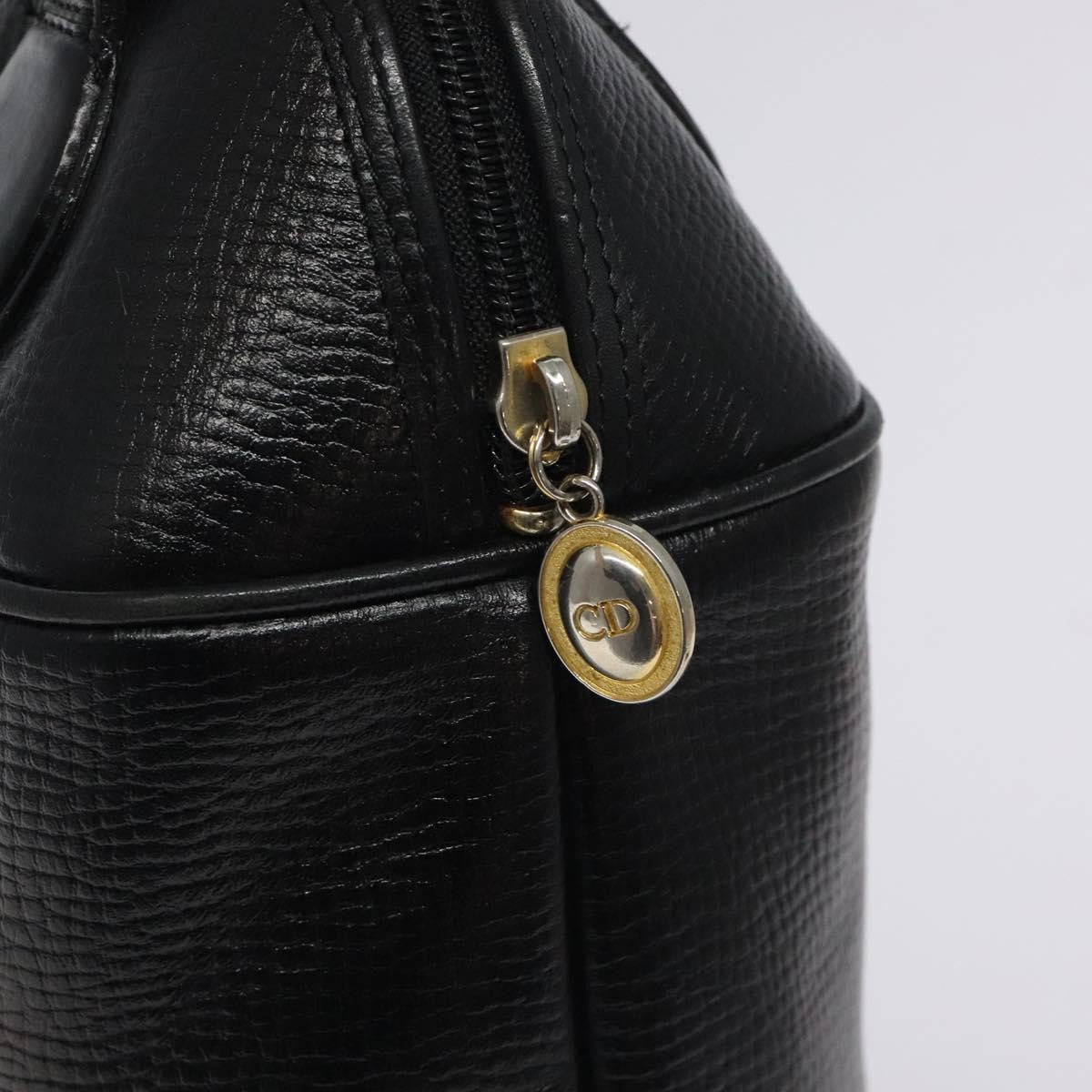 Christian Dior Vintage Cd Handbag Leather Black Leather Handbag (Pre-Owned)