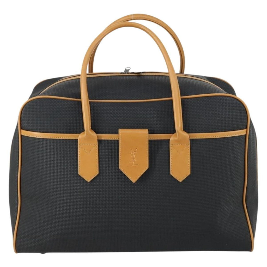 Saint Laurent Vintage Boston Pvc Leather Black Pvc Travel Bag Bag (Pre-Owned)