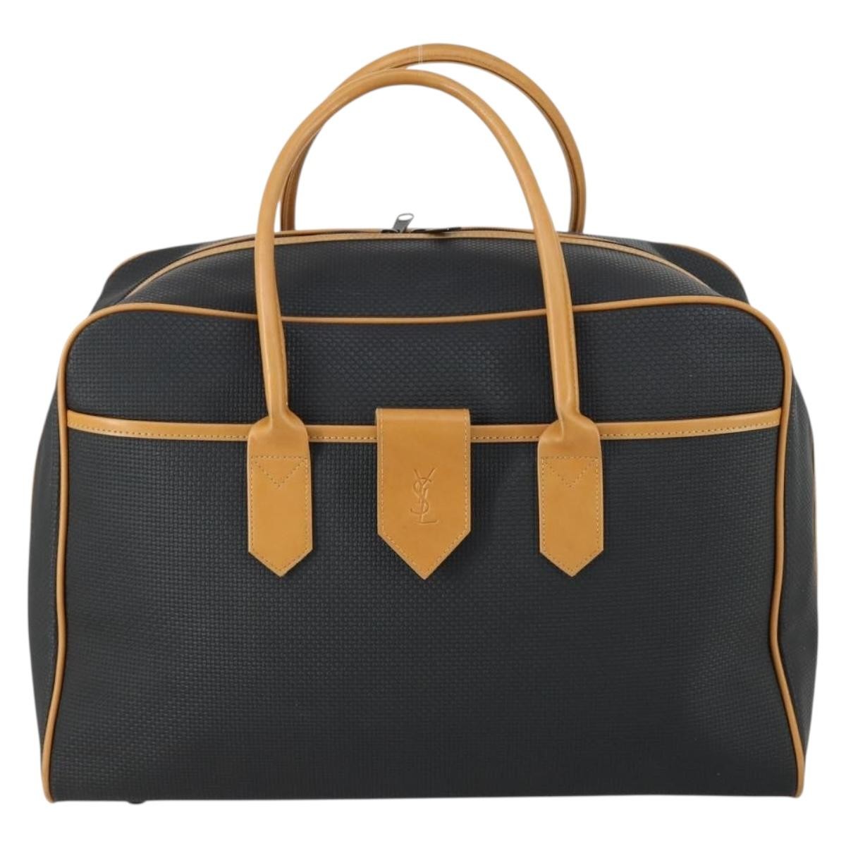 Saint Laurent Vintage Boston Pvc Leather Black Pvc Travel Bag Bag (Pre-Owned)