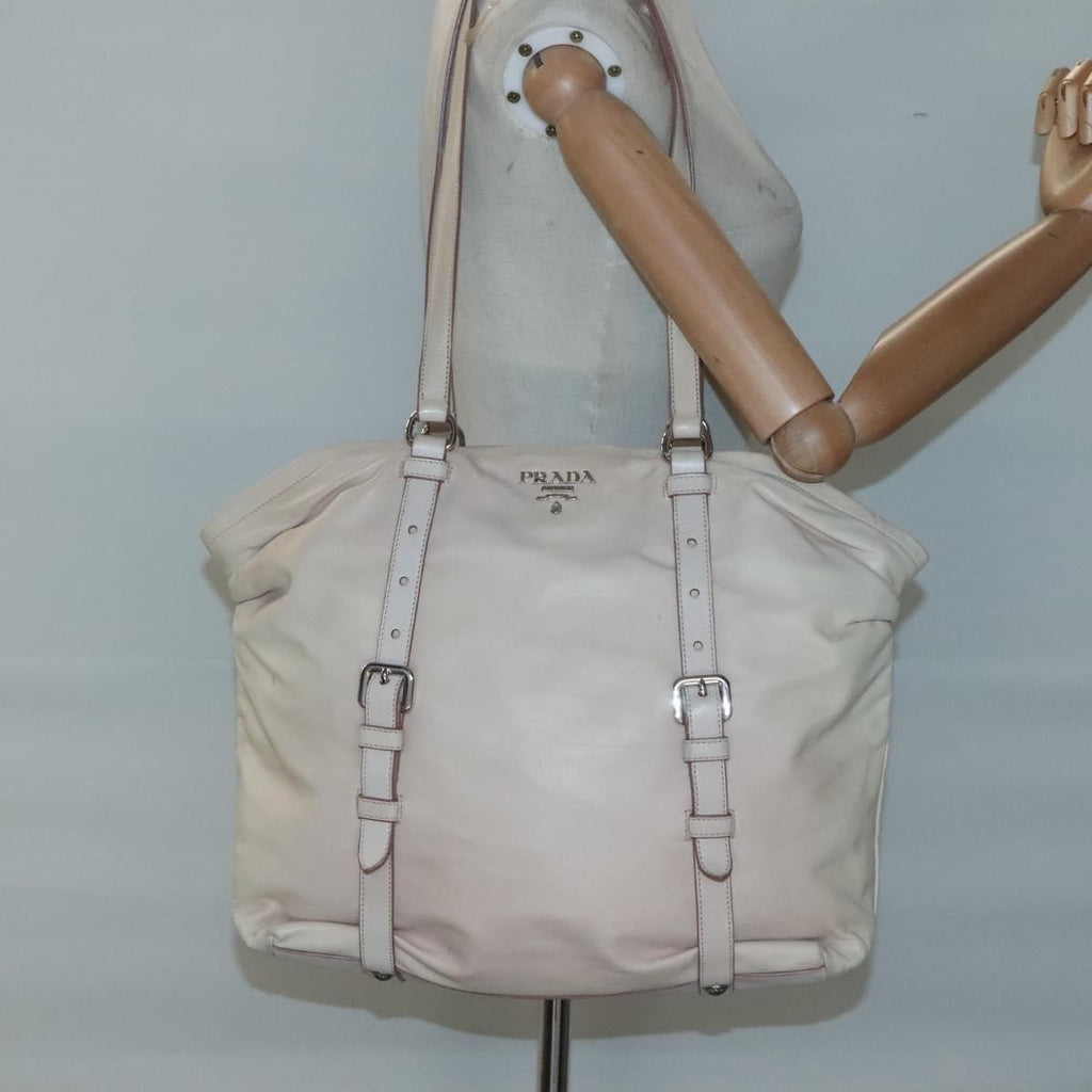 Prada Buckle Strap Shoulder Bag Leather Beige Leather Shoulder Bag Bag