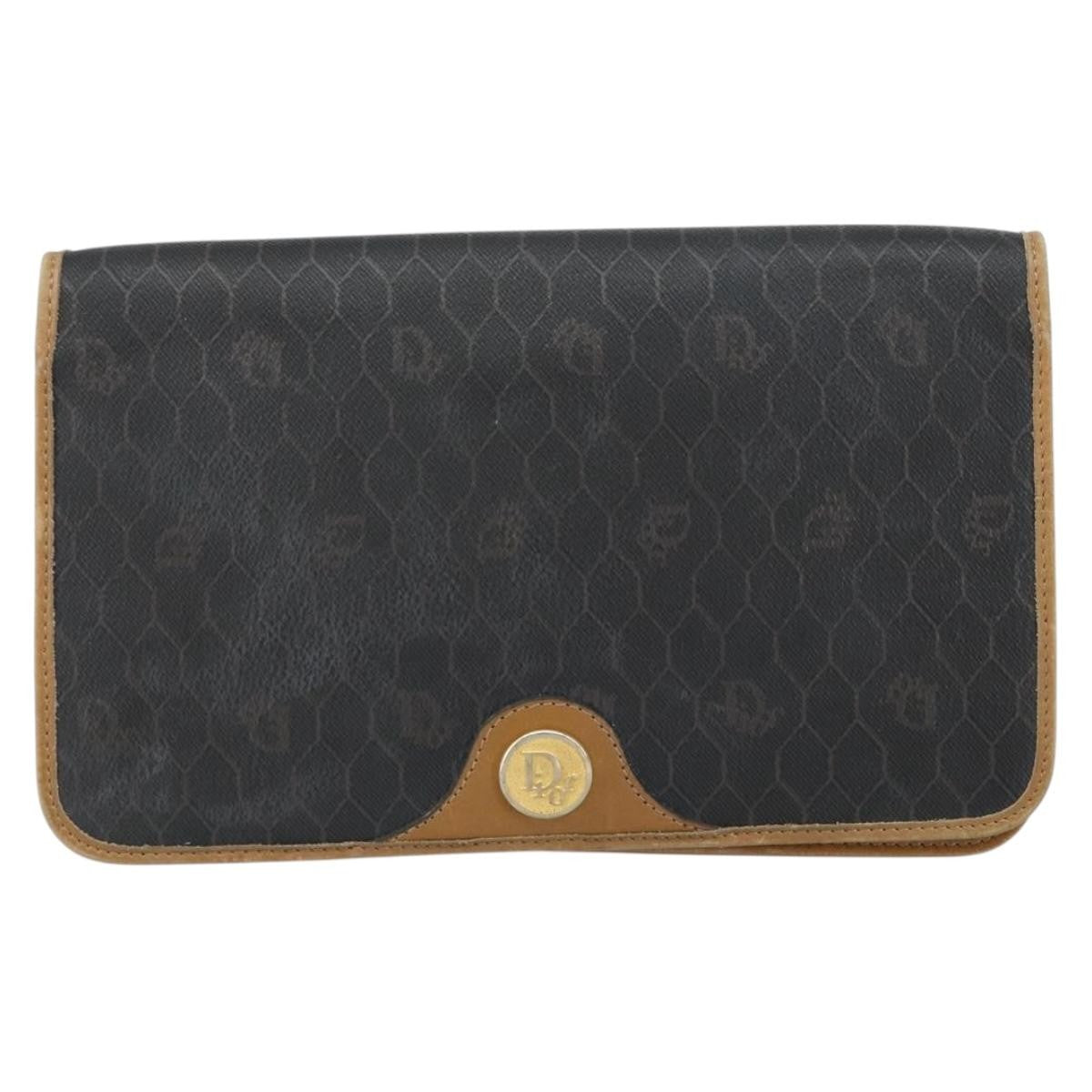 Christian Dior Vintage Honeycomb Clutch Canvas Black Canvas Clutche & Pouche Bag (Pre-Owned)