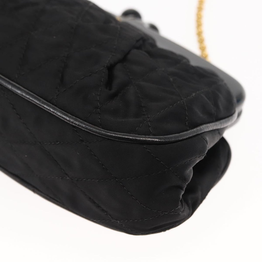 Chanel Chain Clutch Canvas And Leather Black Satin Shoulder Bag Bag