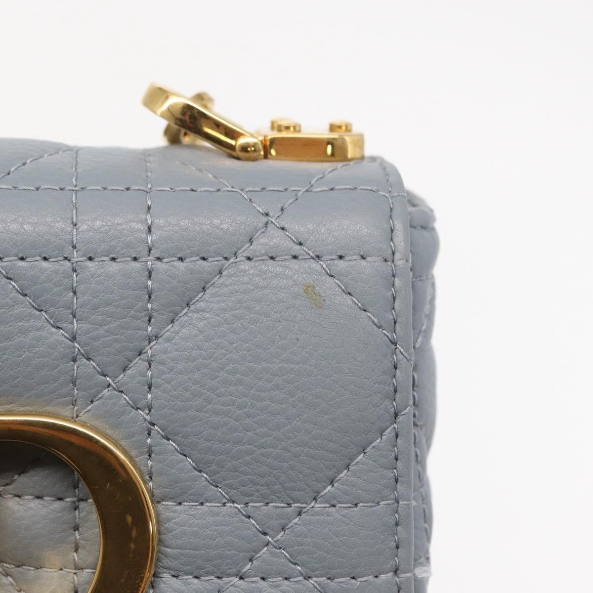 Christian Dior Caro Bag Cannage Quilt Calfskin Blue Leather Shoulder Bag Bag (Pre-Owned)