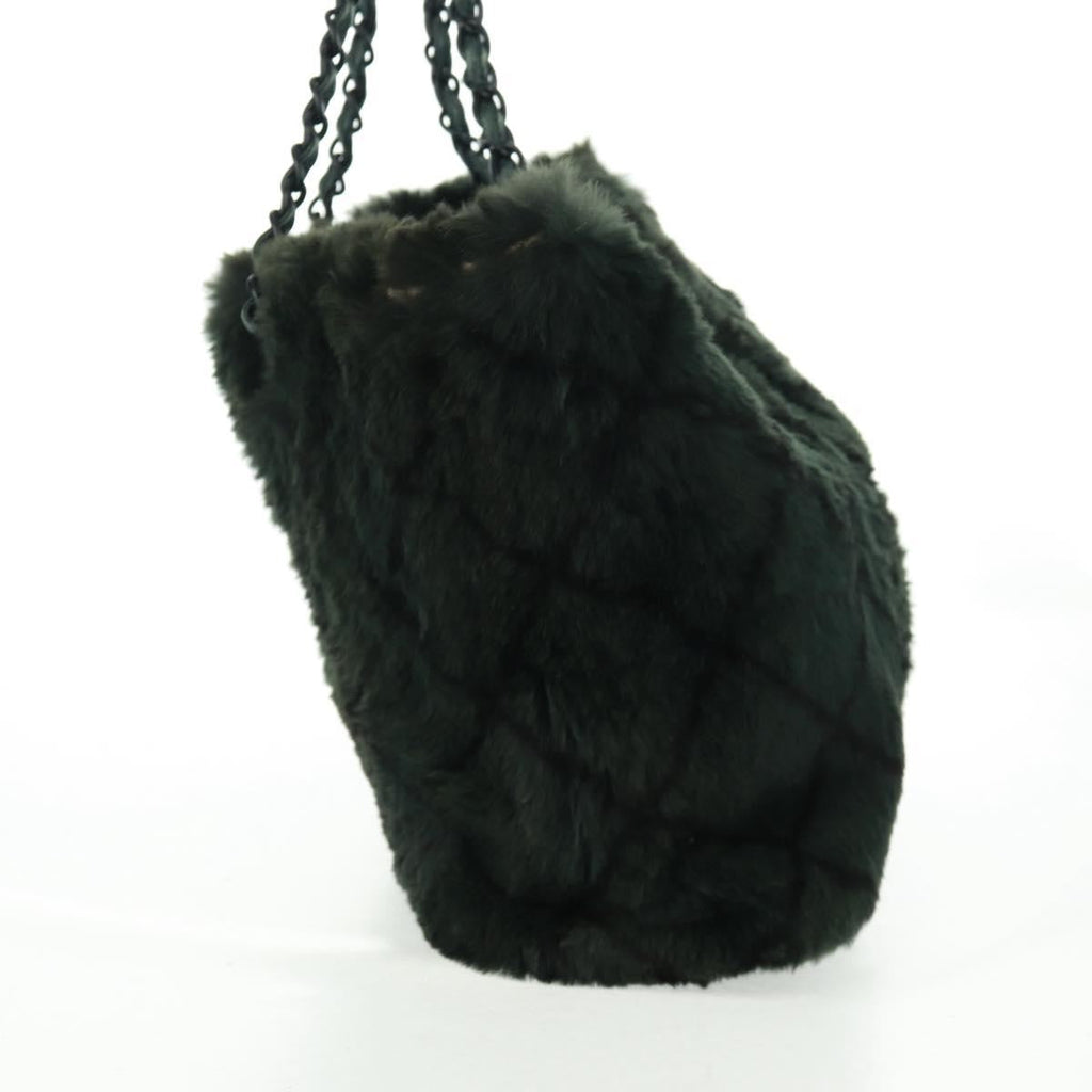 Chanel Chain Tote Lapin Fur Green Fur Tote Bag Bag