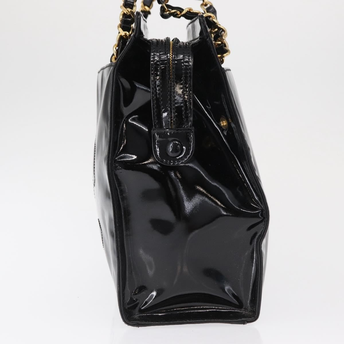 Chanel Vintage Timeless Chain Shoulder Bag Patent Black Patent_Leather Shoulder Bag Bag