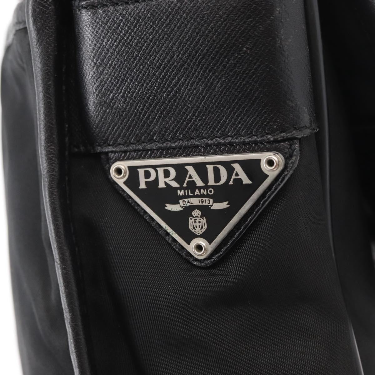 Prada Logo Flap Messenger Bag Tessuto Black Nylon Shoulder Bag Bag