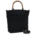 Gucci Vintage Bamboo Handle Bag Nylon Black Nylon Tote Bag Bag (Pre-Owned)