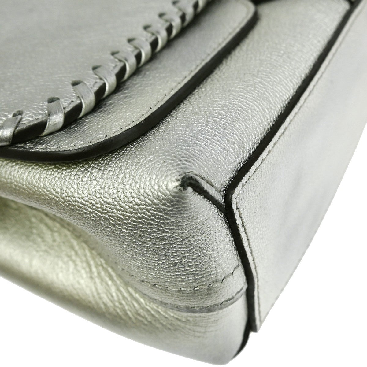 Louis Vuitton Very Chain Bag Whipstitch Leather Silver Leather Shoulder Bag