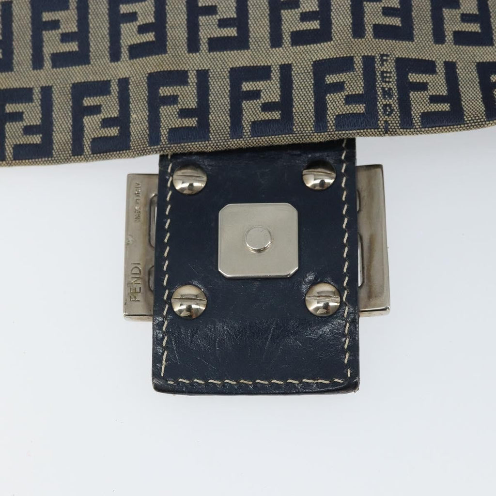 Fendi Mamma Baguette Zucchino Canvas Navy Canvas Shoulder Bag Bag