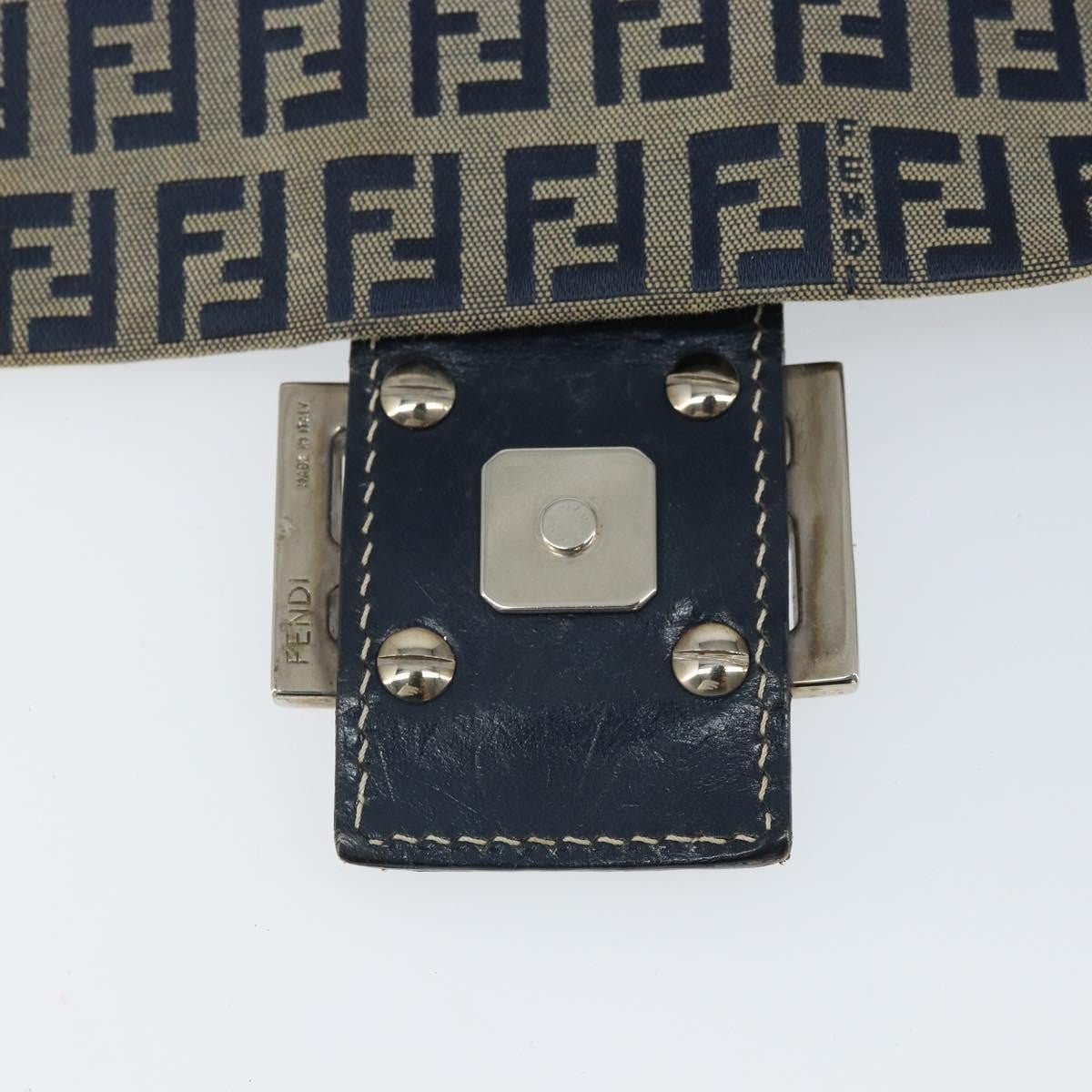 Fendi Mamma Baguette Zucchino Canvas Navy Canvas Shoulder Bag Bag