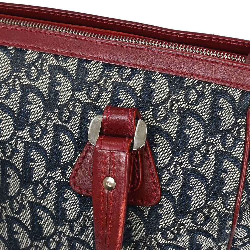 Christian Dior Vintage Trotter Zip Tote Diorissimo Canvas Navy Canvas Tote Bag Bag (Pre-Owned)