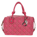 Christian Dior Cannage Handbag Canvas Pink Canvas Handbag (Pre-Owned)