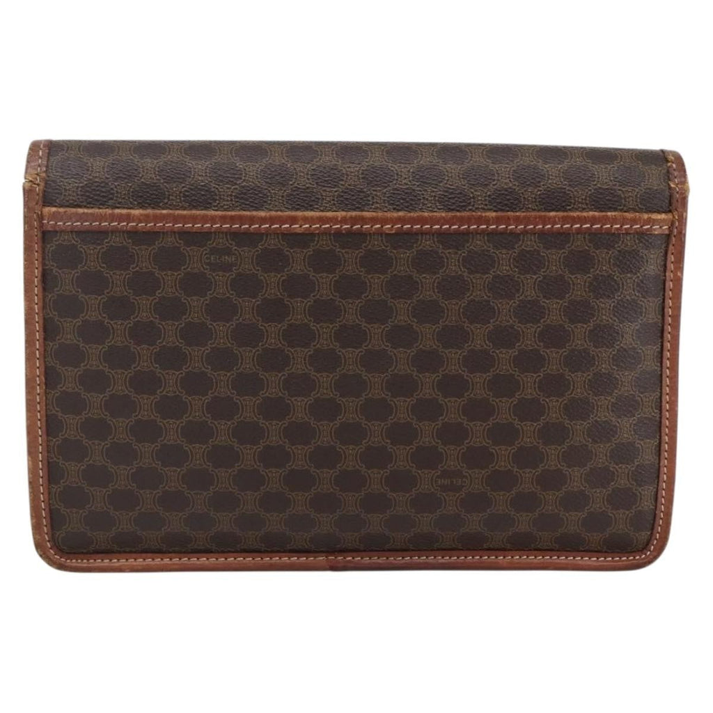 Celine Circle Logo Macadam Pouch Canvas And Leather Brown Canvas Clutche & Pouche Bag
