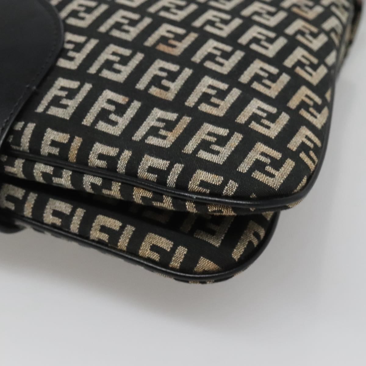 Fendi Buckle Flap Shoulder Bag Zucchino Canvas Black Canvas Shoulder Bag Bag