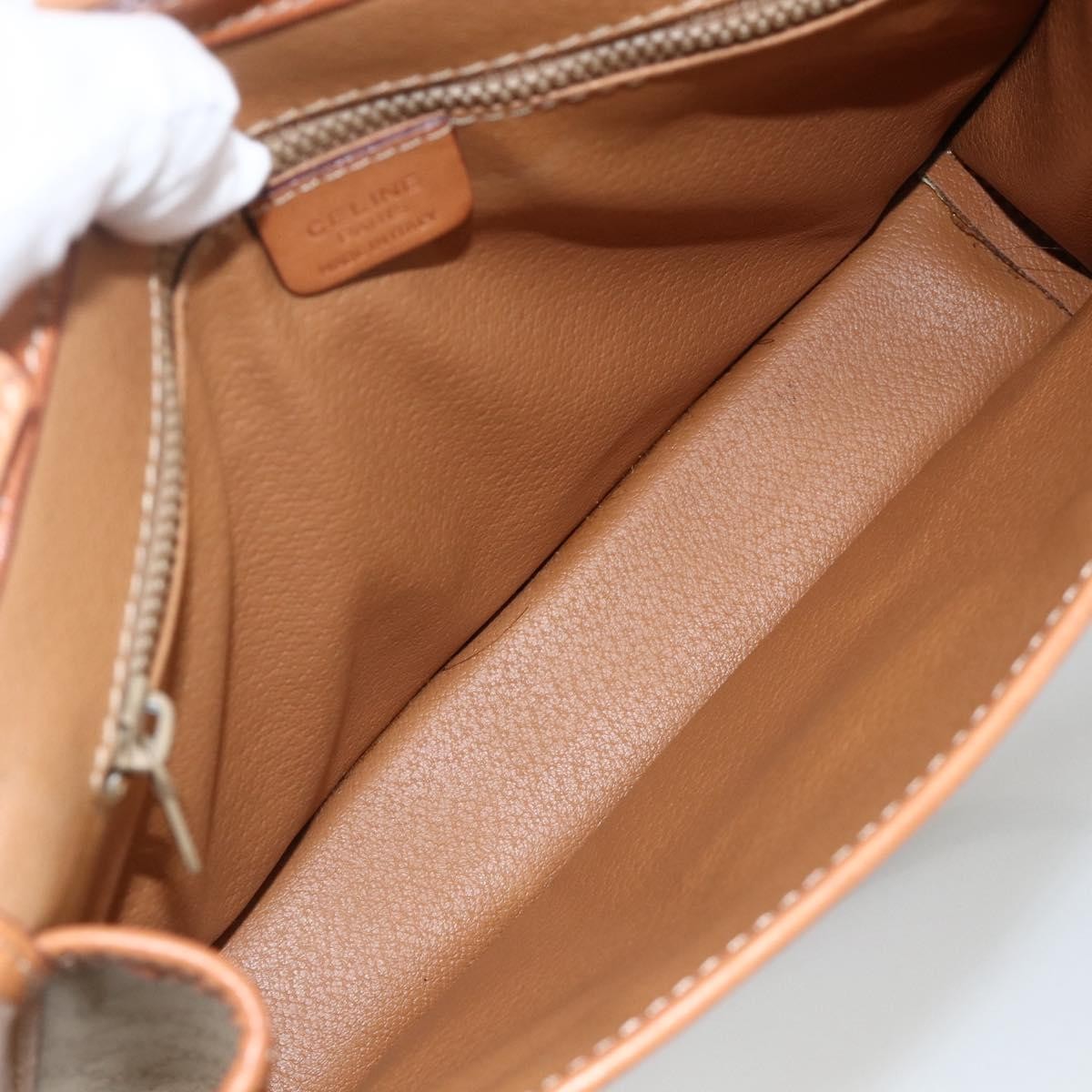 Celine Vintage Macadam Circle Logo Shoulder Bag Canvas And Leather Beige Canvas Shoulder Bag Bag