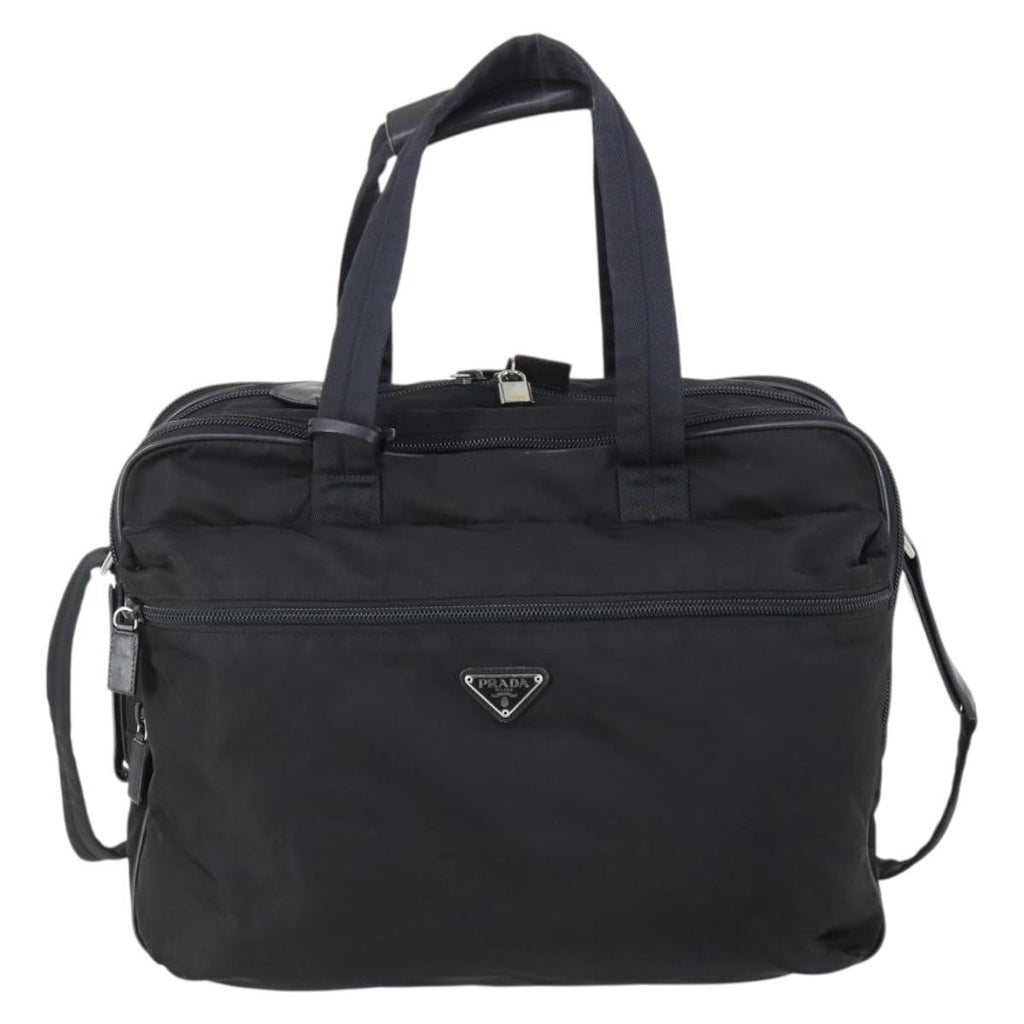 Prada Porta Computer Briefcase Tessuto And Saffiano Leather Black Nylon Briefcase Bag