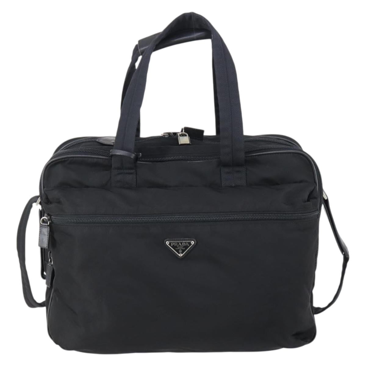 Prada Porta Computer Briefcase Tessuto And Saffiano Leather Black Nylon Briefcase Bag