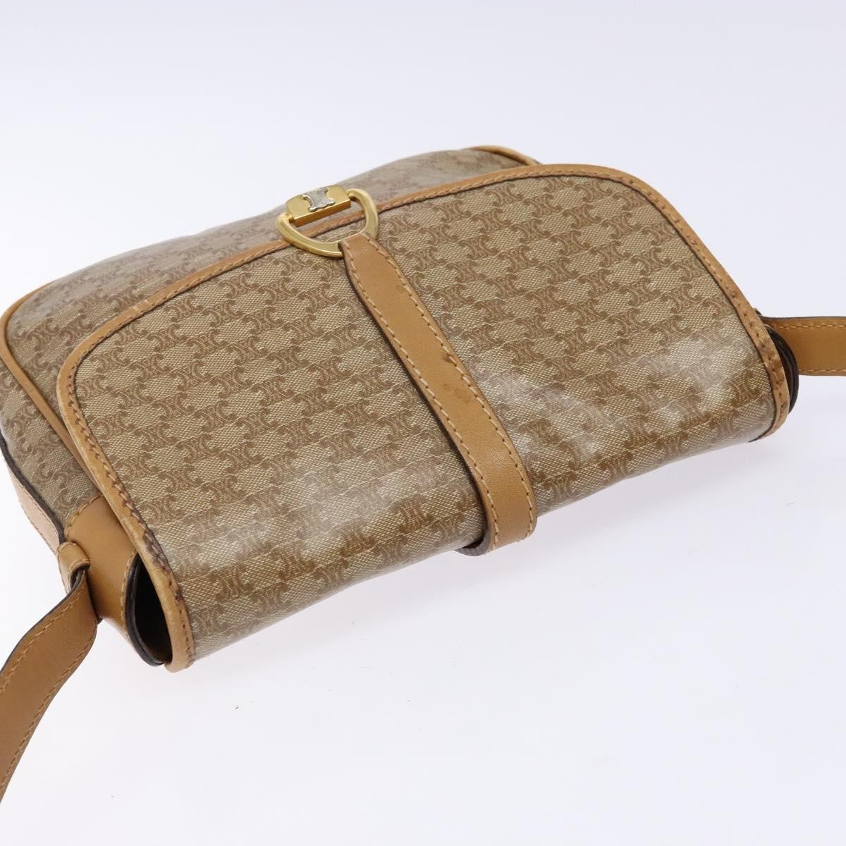 Celine Macadam Shoulder Bag Pvc Leather Beige Canvas Bag