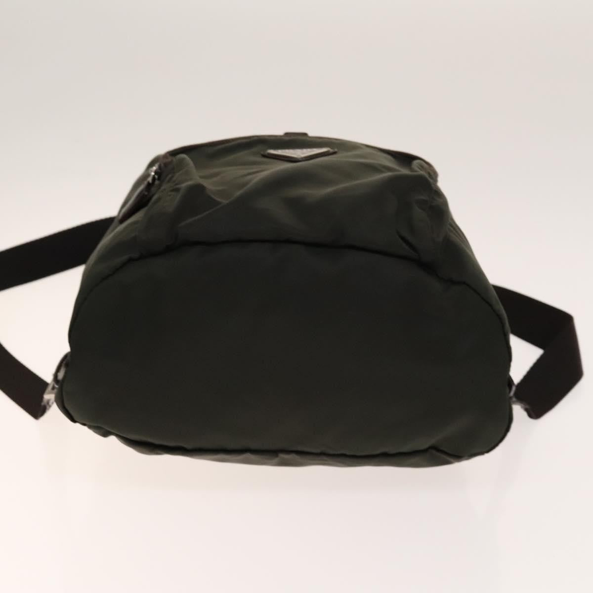Prada Front Pocket Buckle Backpack Nylon Khaki Nylon Backpack Bag