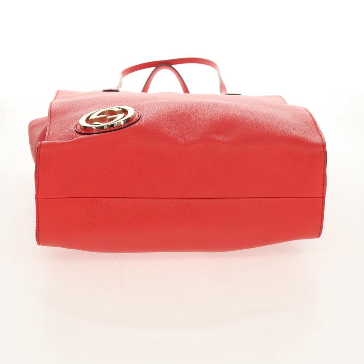 Gucci Grand Prix Interlocking Gg Tote Grainy Leather Red Leather Tote Bag Bag (Pre-Owned)