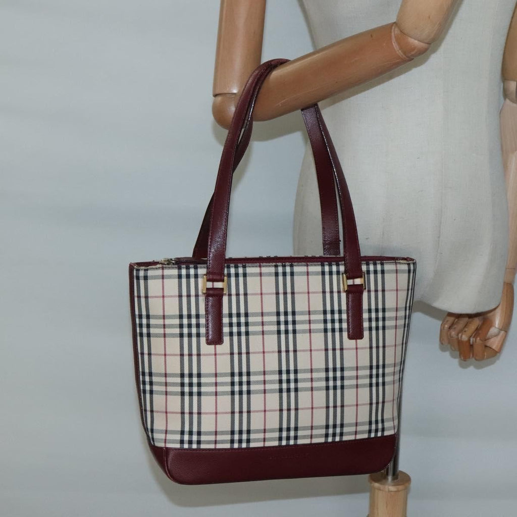 Burberry Nova Check Tote Canvas And Leather Beige Canvas Tote Bag