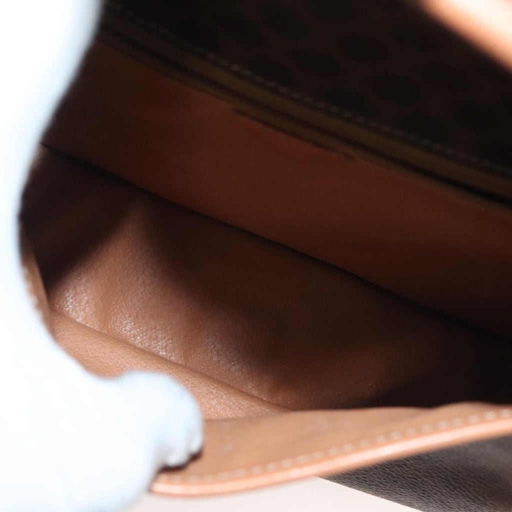 Celine Macadam Shoulder Bag Pvc Leather Brown Canvas Bag