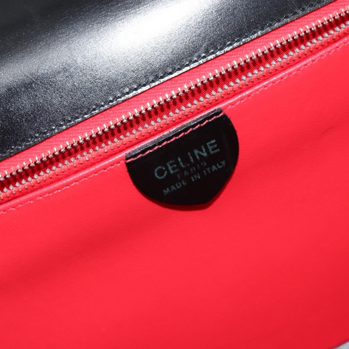 Celine Vintage Top Handle Bag Glazed Leather Black Leather Bag