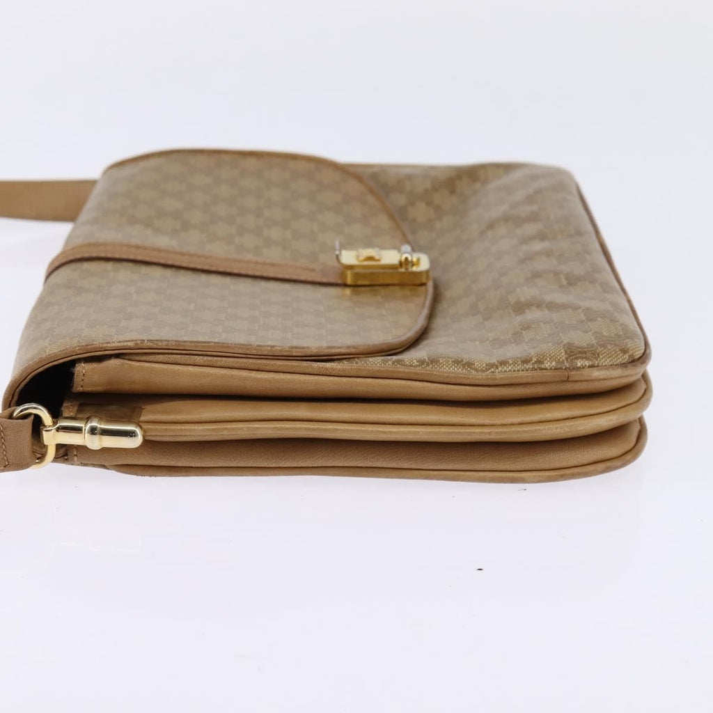 Celine Vintage Macadam Shoulder Bag Canvas And Leather Beige Canvas Shoulder Bag Bag