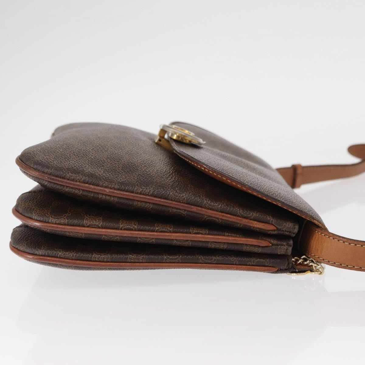 Celine Vintage Macadam Shoulder Bag Canvas Brown Canvas Shoulder Bag Bag